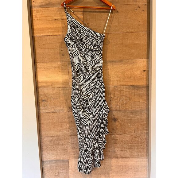 NEW CINQ A SEPT Cinq A Sept Soliel one-shoulder ruffled dress SIZE 2 - Picture 3 of 10